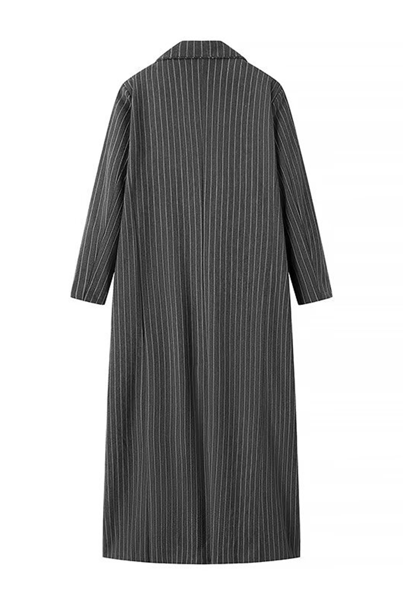 Erika | Casual outerwear with stripes and pocket patchwork and turn-down collar