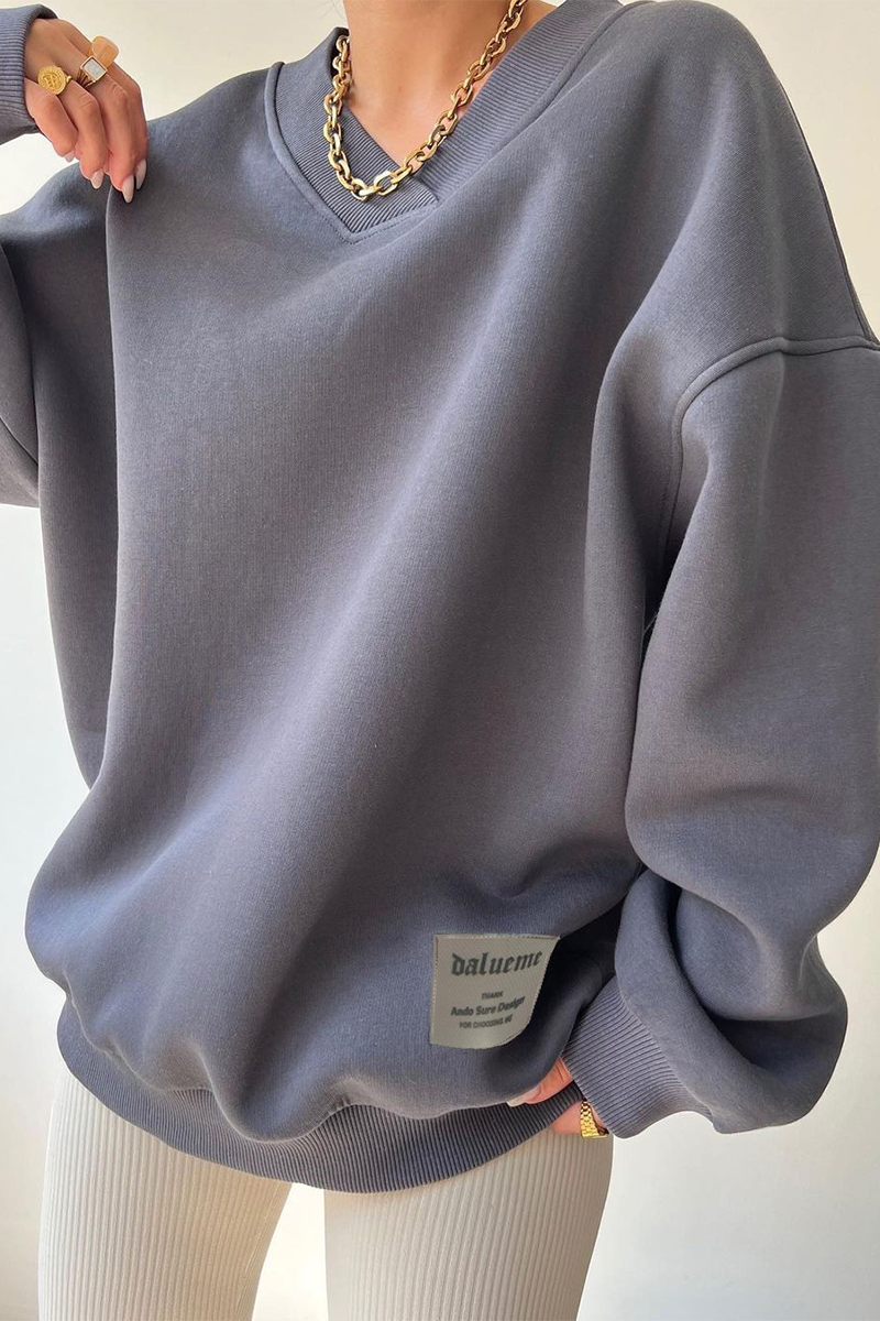 Esperanza | Casual daily patchwork V-neck hoodies