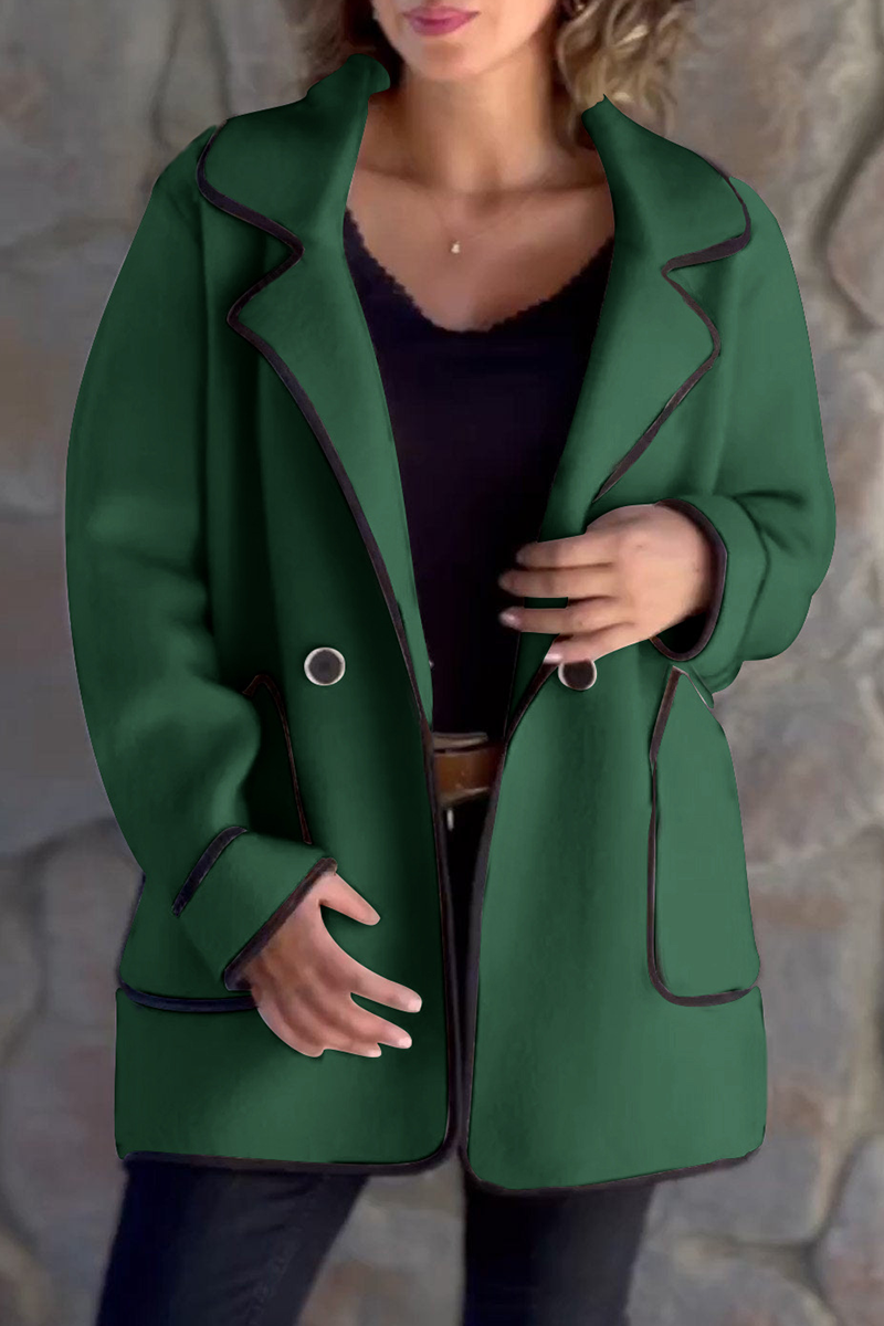 Esther | Casual outerwear with pocket patchwork contrast turn-down collar