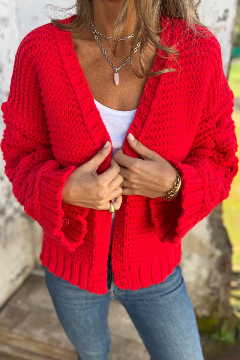 Felicidad | Casual solid color V-neck outerwear