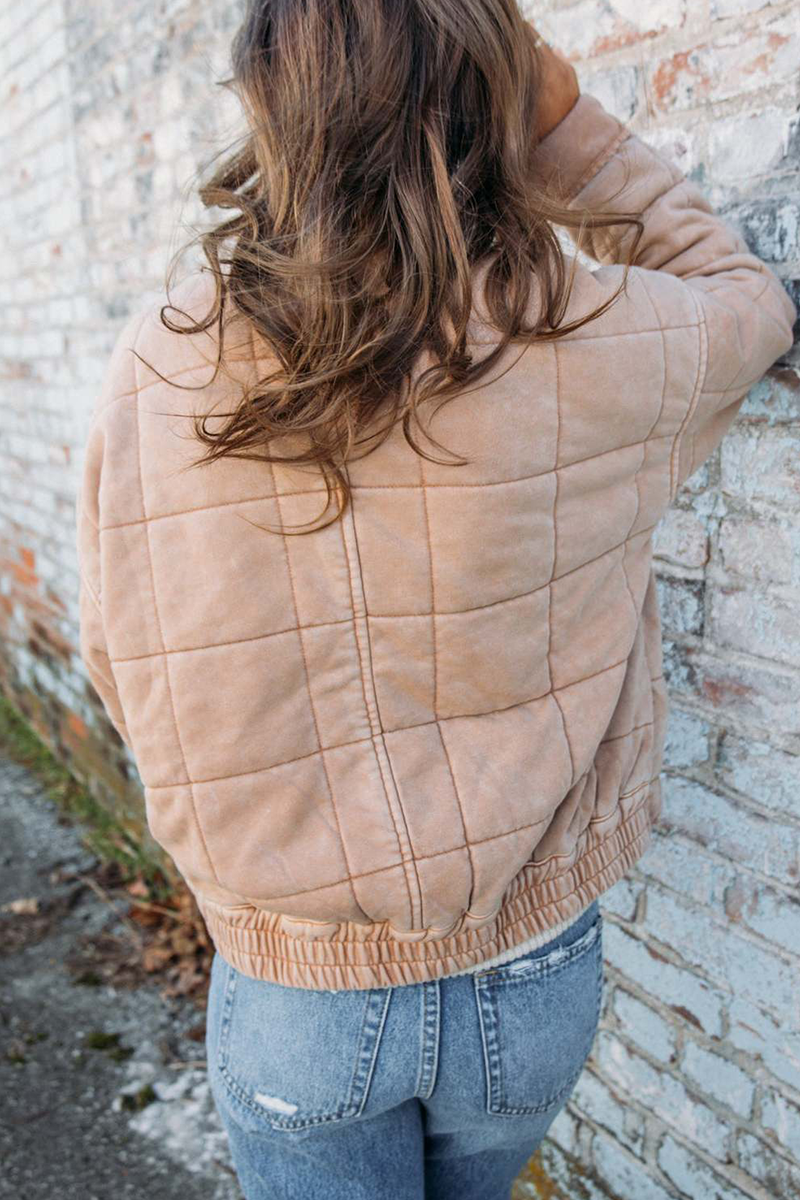 Felicia | Casual daily patchwork outerwear with zipper and stand-up collar
