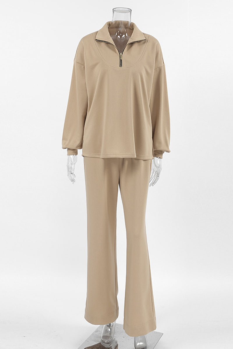 Florencia | Street Daily zip turn-down collar long sleeve two-piece suit