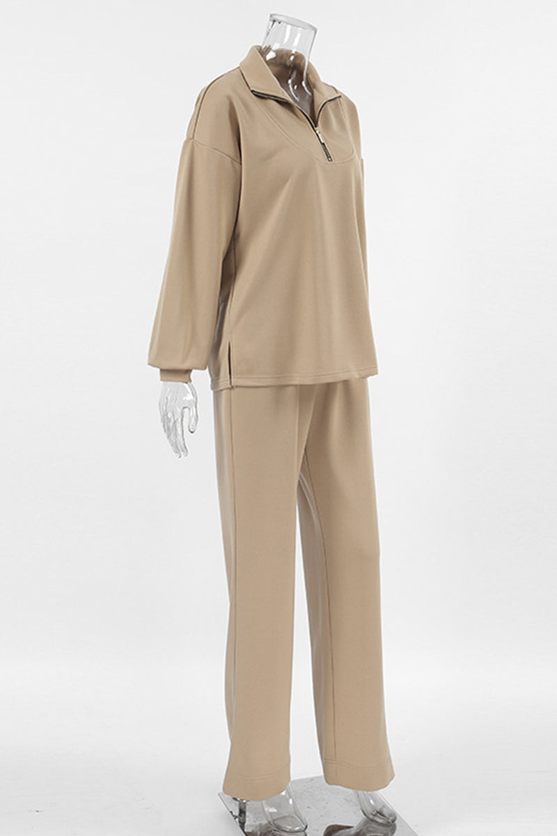 Florencia | Street Daily zip turn-down collar long sleeve two-piece suit