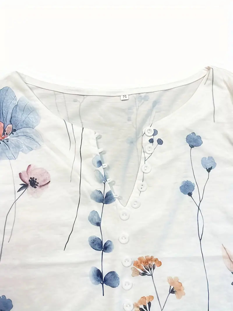 Morgan® | Floral Print Top With Buttons And Flared Sleeves