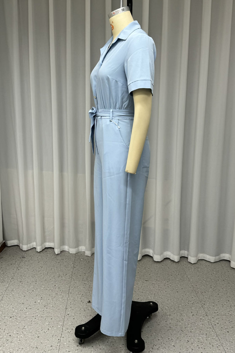 Guillermina | Casual, daily, loose jumpsuits with pockets and lace-up buttons and turn-down collar