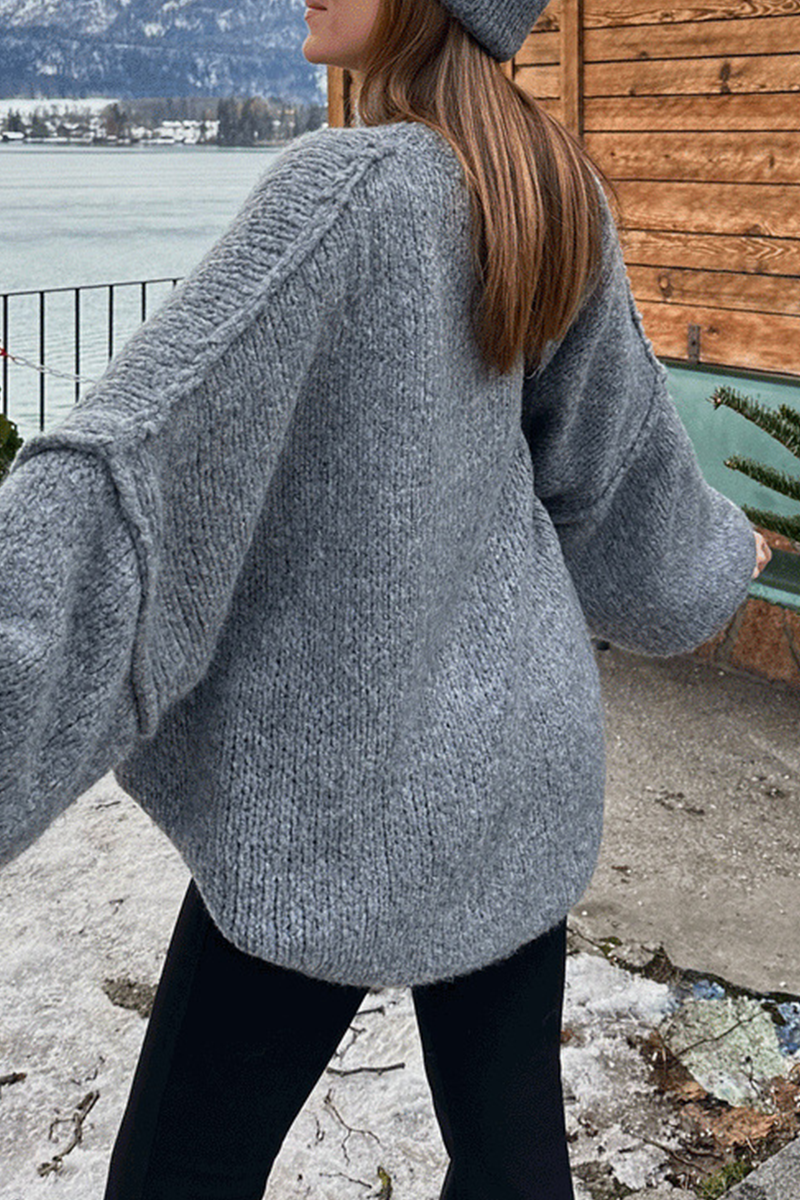 Hanna | Casual daily patchwork weave half turtleneck sweater