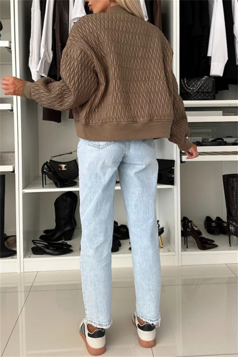 Helena | Casual, solid color outerwear with a stand-up collar and zipper