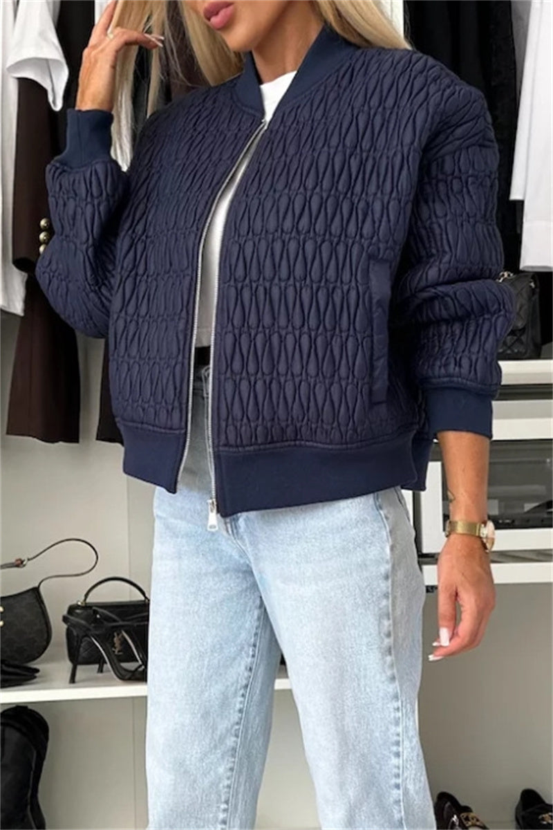 Helena | Casual, solid color outerwear with a stand-up collar and zipper