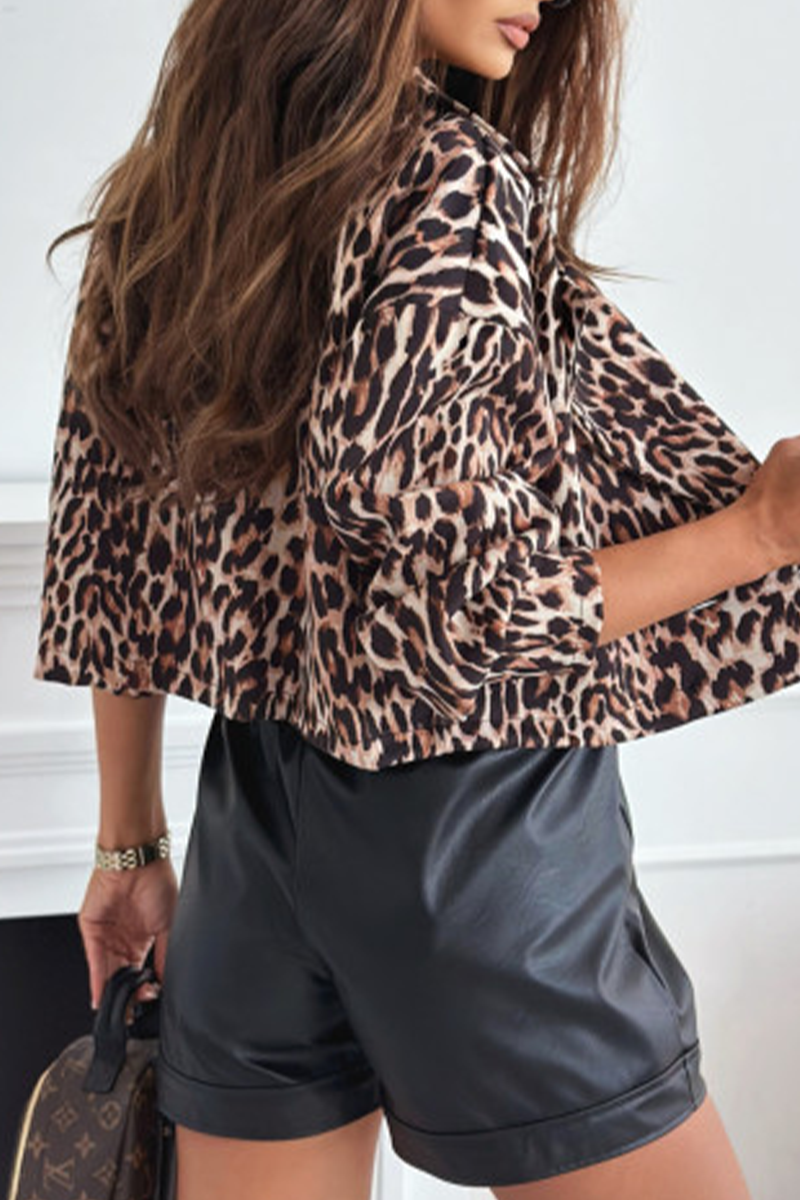 Herma | Casual street outerwear with zebra print and leopard buttons and contrast reversible collar