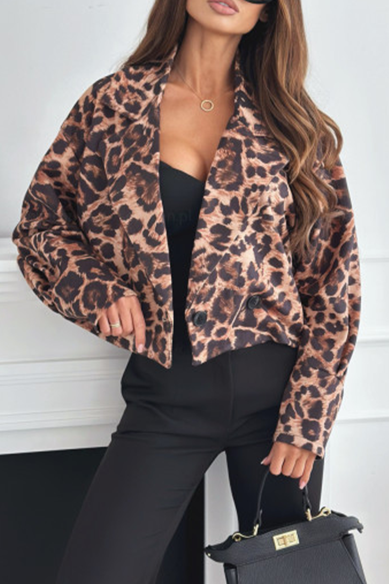 Herma | Casual street outerwear with zebra print and leopard buttons and contrast reversible collar