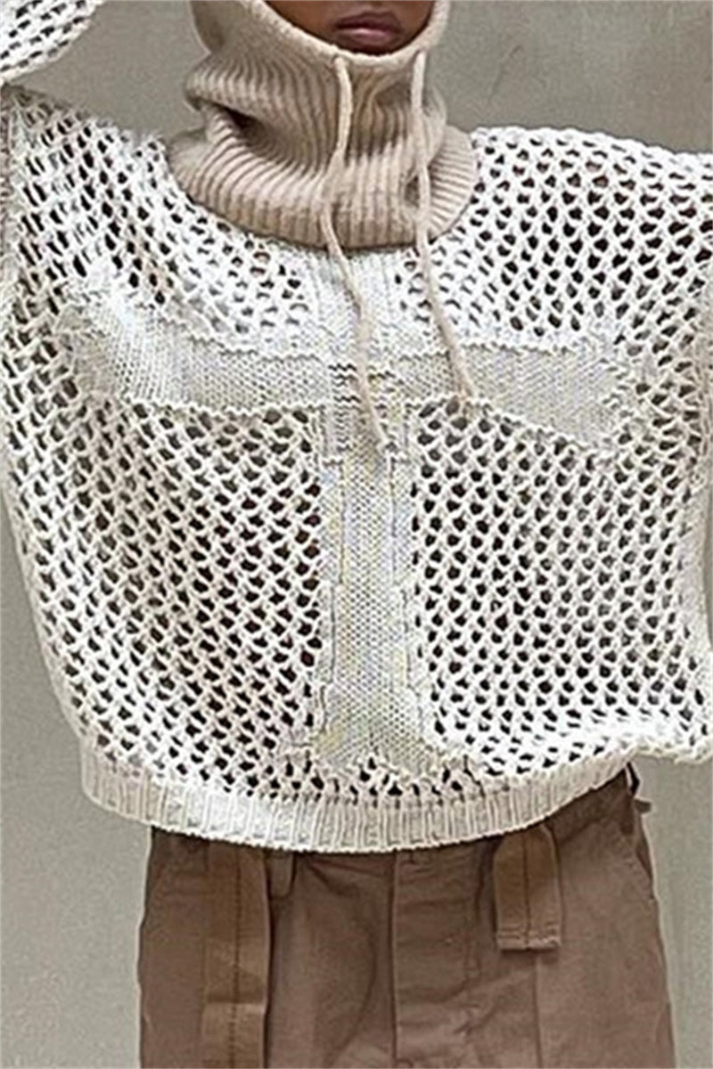 Irati | Casual solid color hollow out O-neck tops