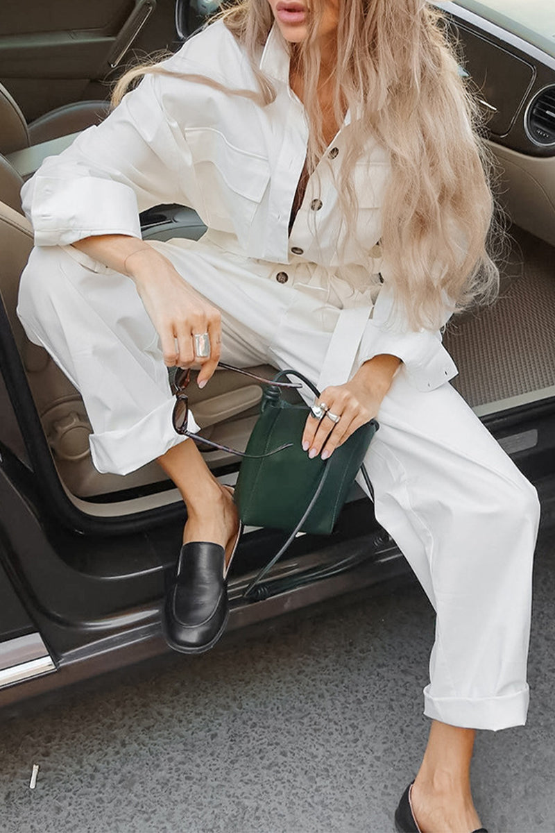 Inga | Casual, loose street overalls with lace-up buttons and turn-down collar