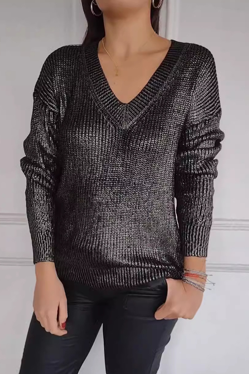 Irene | Casual patchwork V-neck sweaters for everyday wear