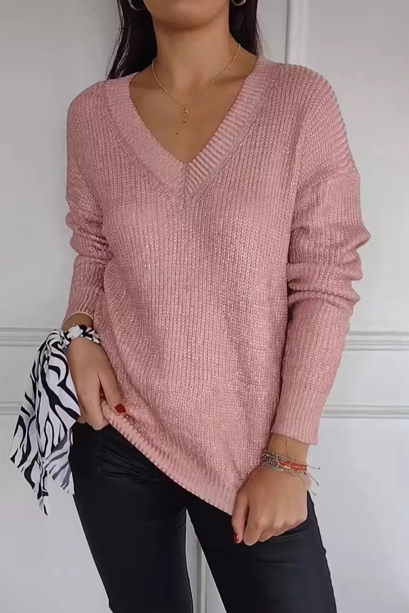 Irene | Casual patchwork V-neck sweaters for everyday wear