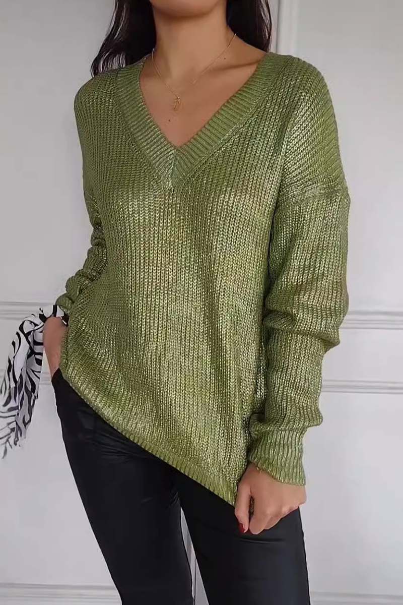 Irene | Casual patchwork V-neck sweaters for everyday wear