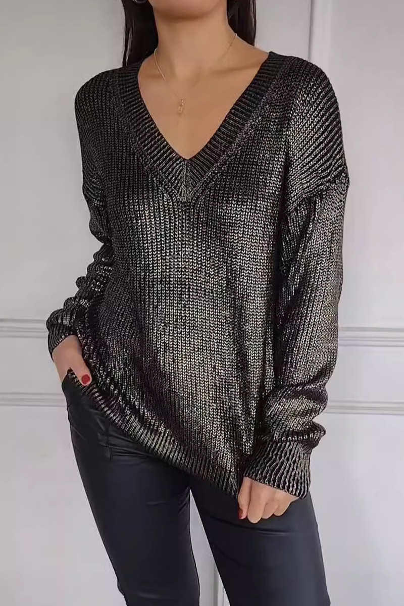 Irene | Casual patchwork V-neck sweaters for everyday wear