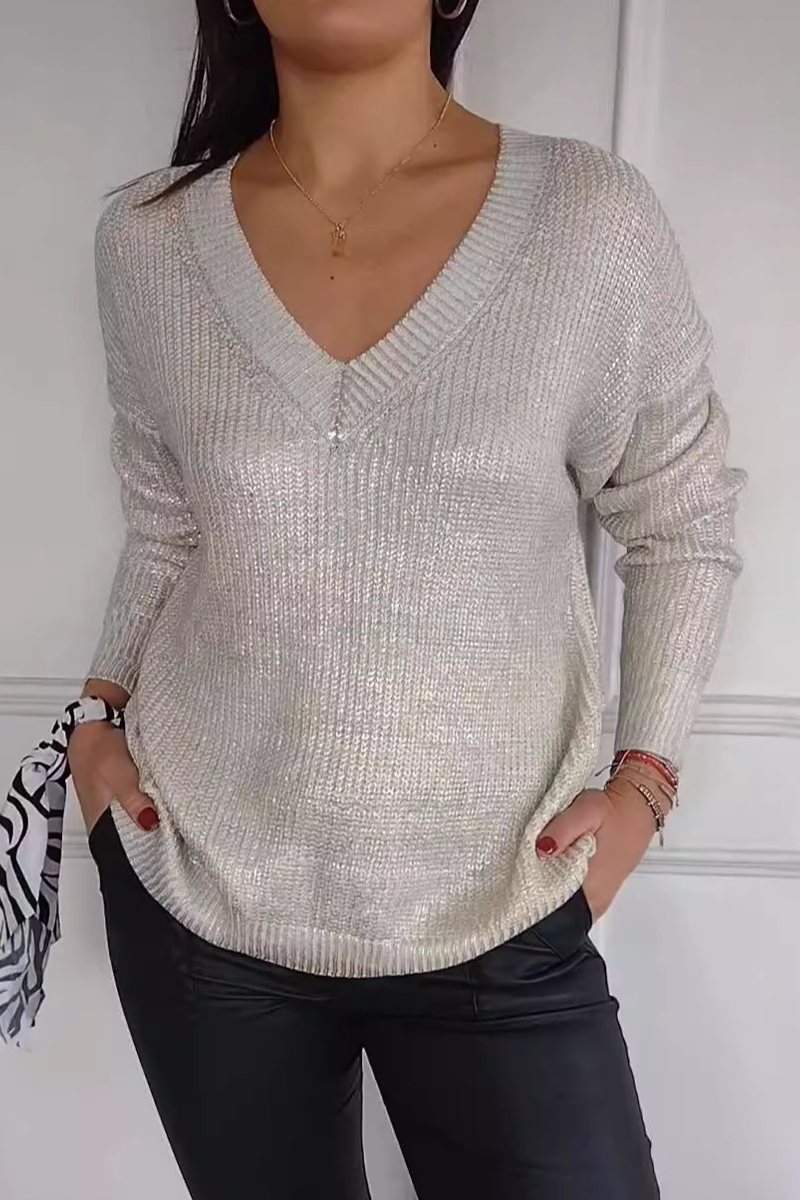 Irene | Casual patchwork V-neck sweaters for everyday wear
