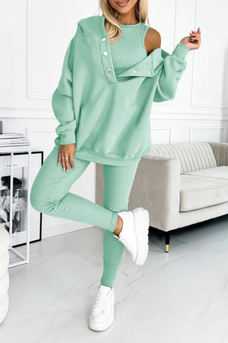 Iris | Casual button structure with hood, long sleeve, three-piece