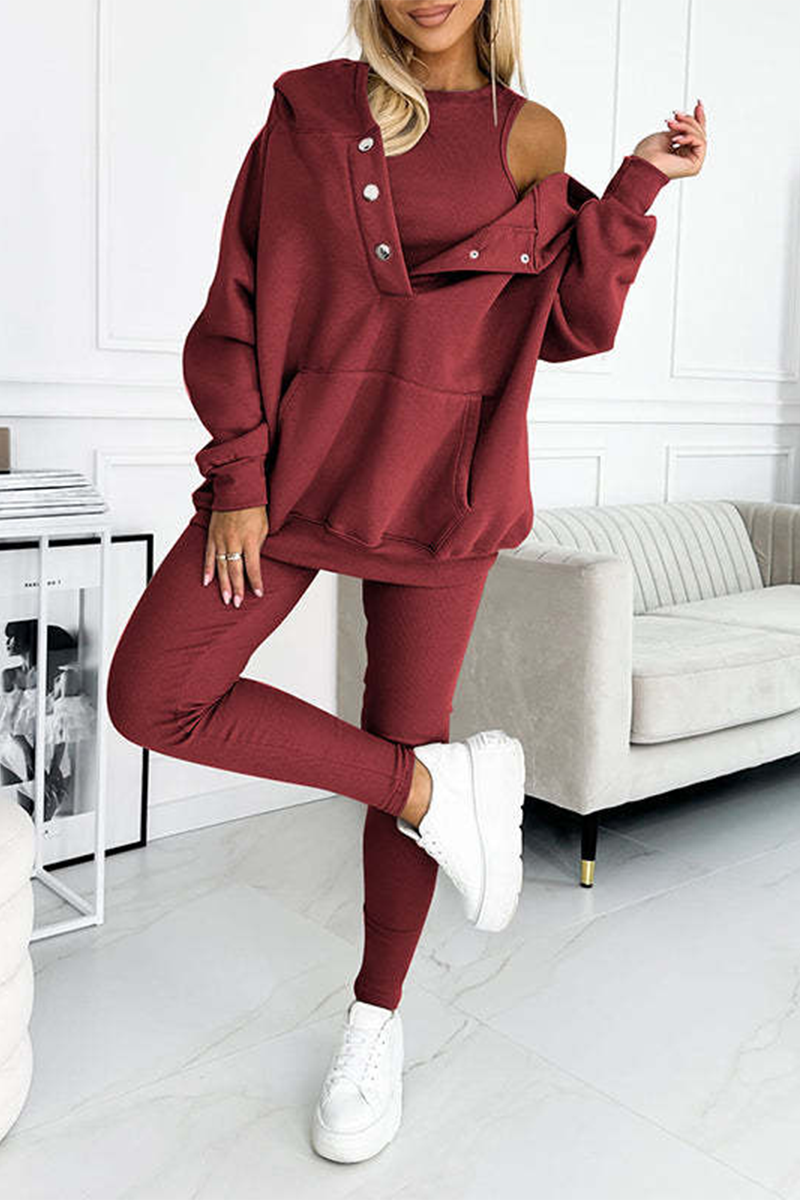 Iris | Casual button structure with hood, long sleeve, three-piece