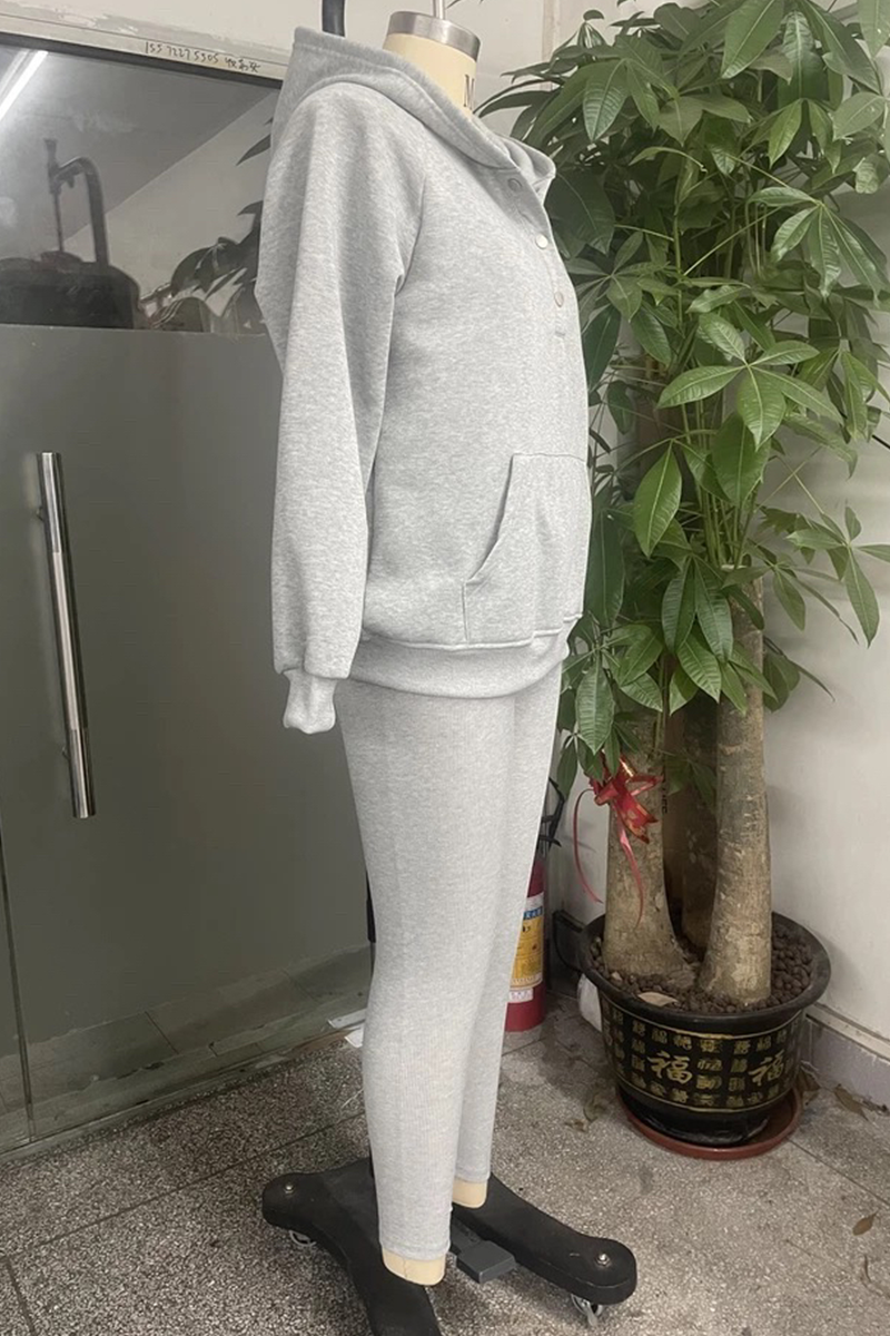 Iris | Casual button structure with hood, long sleeve, three-piece