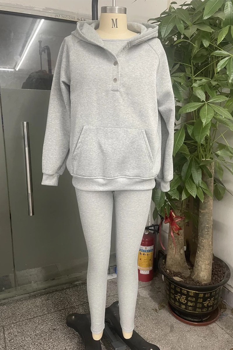 Iris | Casual button structure with hood, long sleeve, three-piece