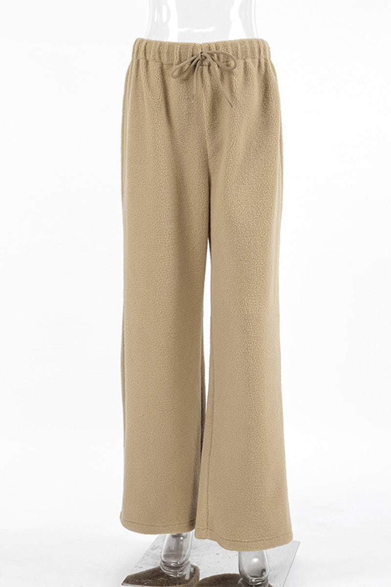 Isabella | Casual street pocket lace-up pants, fluffy, loose, high waist, wide leg