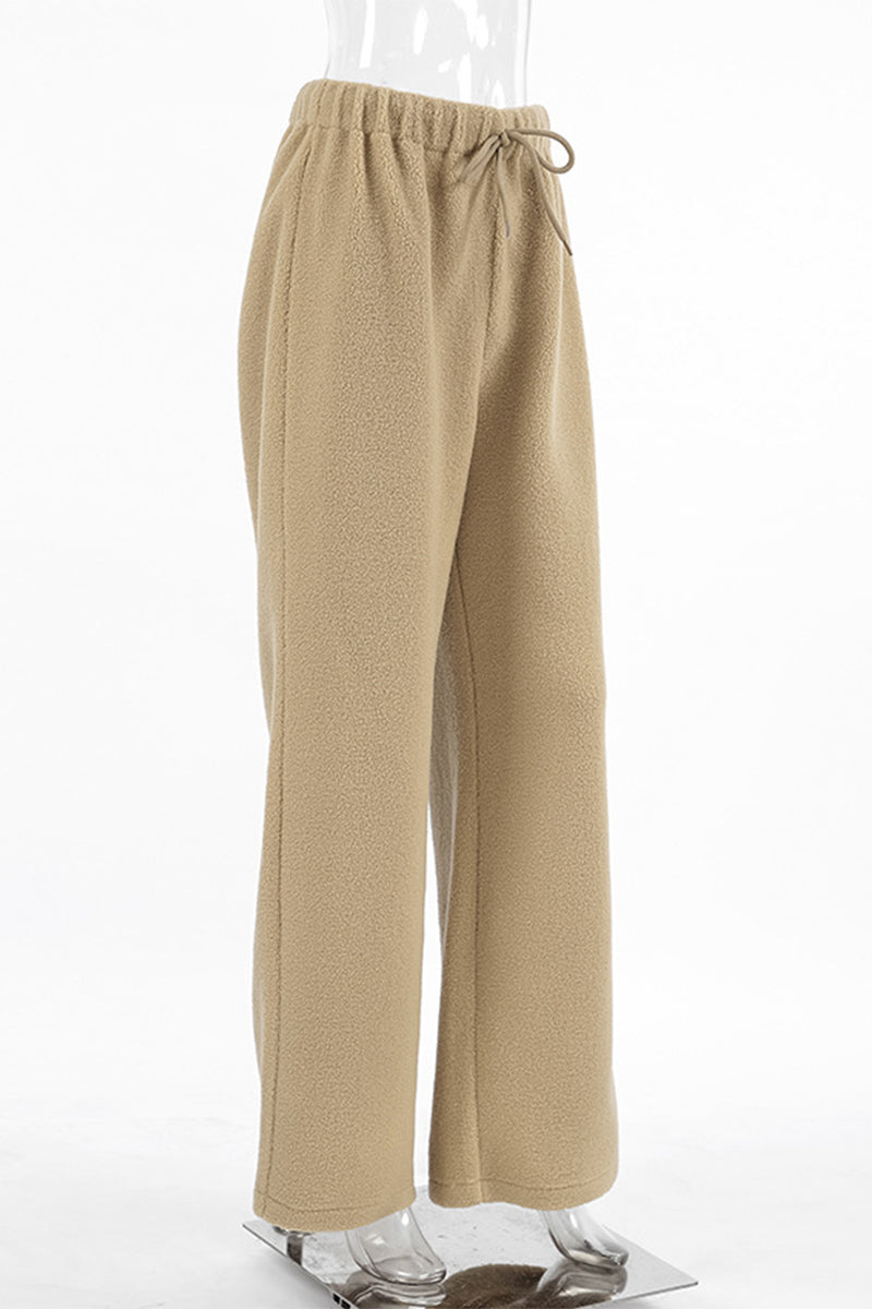 Isabella | Casual street pocket lace-up pants, fluffy, loose, high waist, wide leg