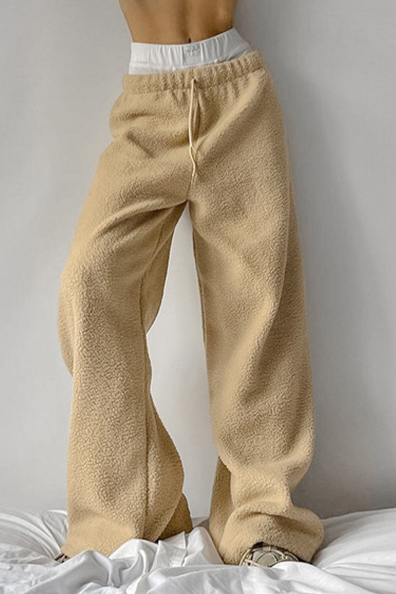Isabella | Casual street pocket lace-up pants, fluffy, loose, high waist, wide leg