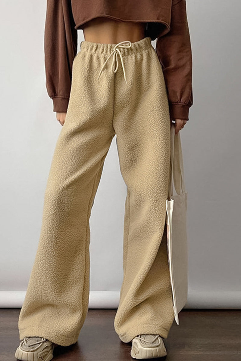 Isabella | Casual street pocket lace-up pants, fluffy, loose, high waist, wide leg
