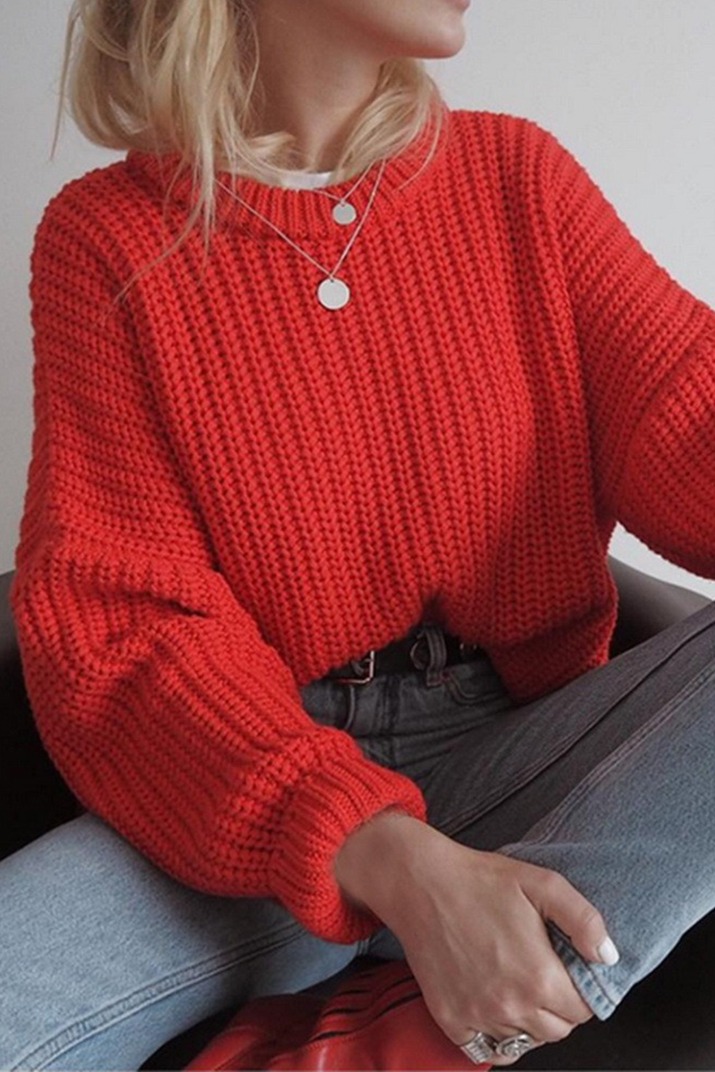 Janet | Casual daily woven O-neck sweaters
