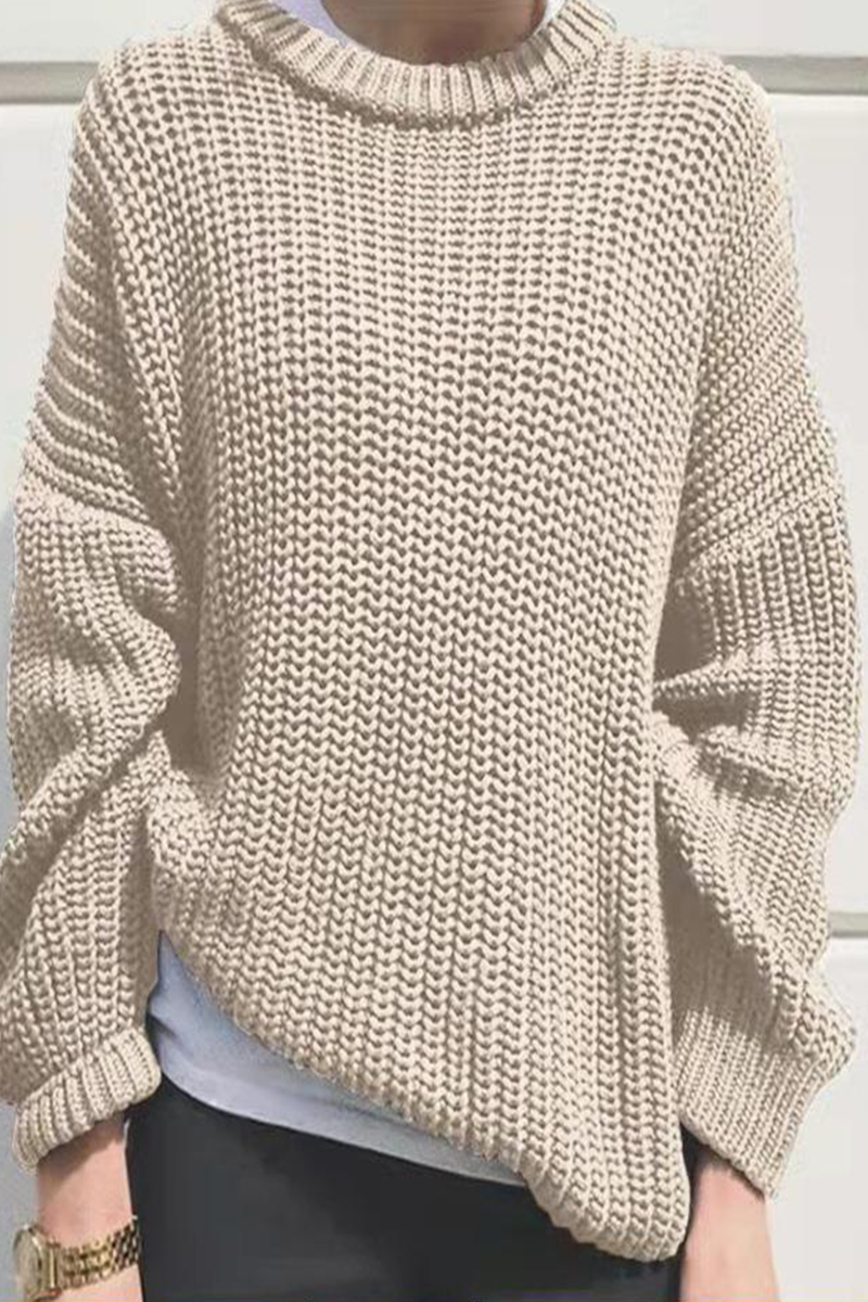Janet | Casual daily woven O-neck sweaters