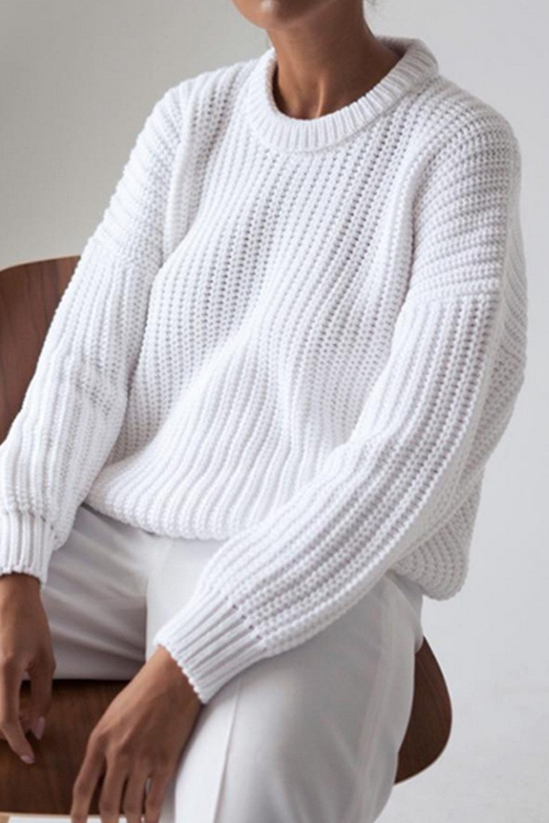 Janet | Casual daily woven O-neck sweaters