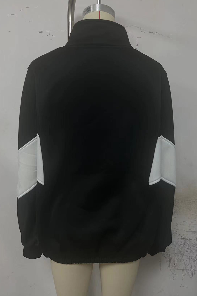 Juana | Casual street outerwear with color block patchwork zipper and contrast stand-up collar