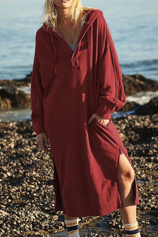 Josefina | Casual daily long sleeve dresses with pocket slit and hood