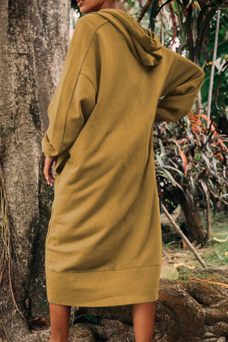 Josefina | Casual daily long sleeve dresses with pocket slit and hood