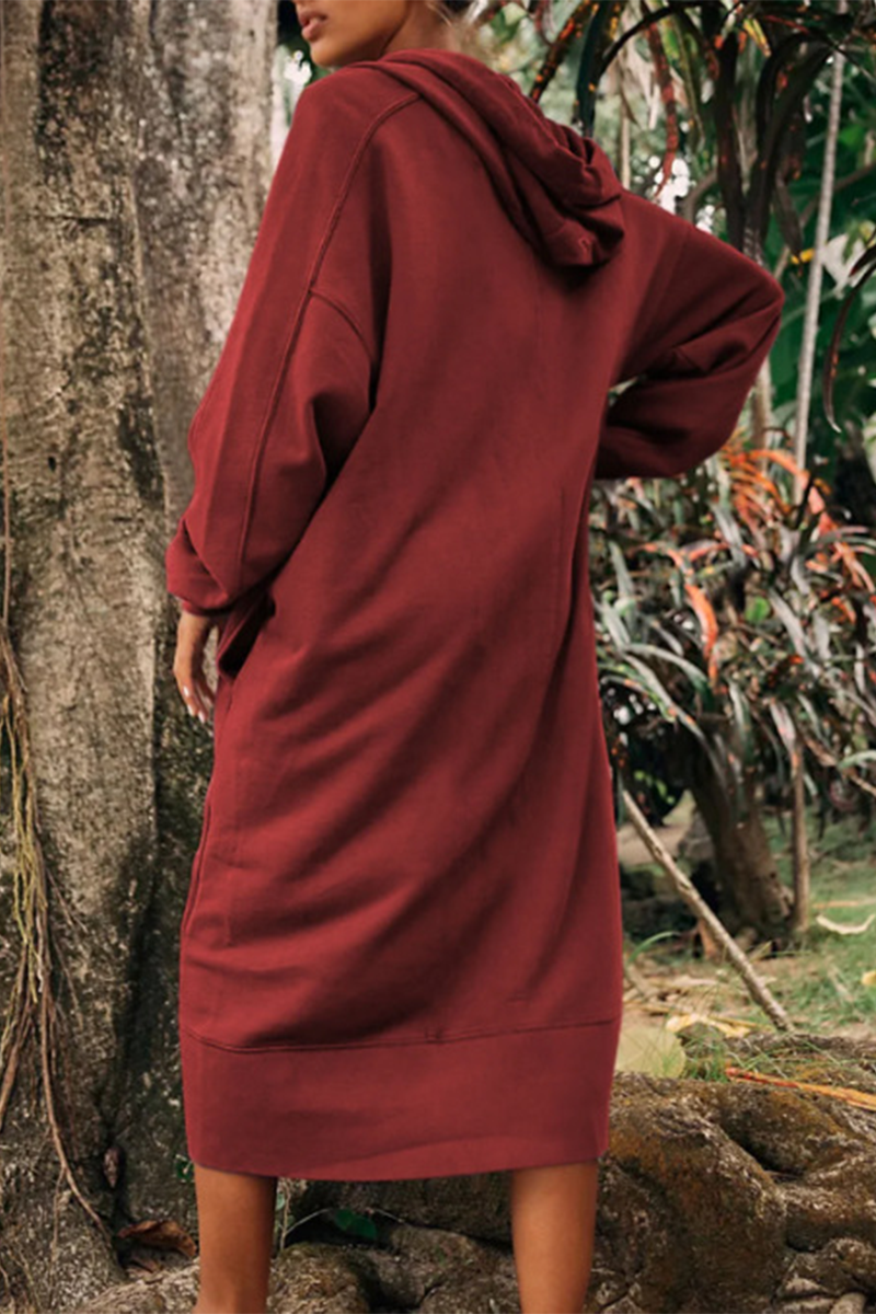 Josefina | Casual daily long sleeve dresses with pocket slit and hood