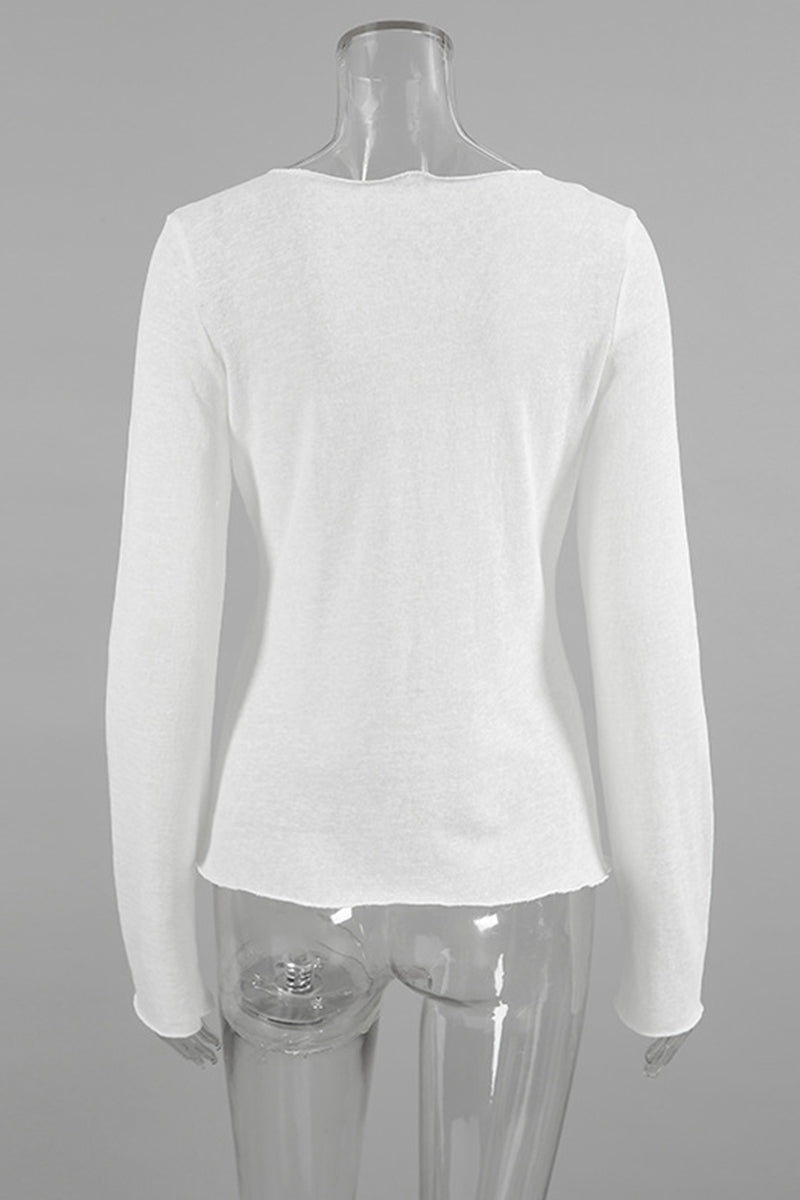Juliana | Casual solid color O-neck patchwork tops