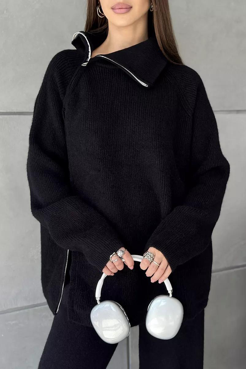 Karla | Casual daily long sleeve two piece suit with zip collar