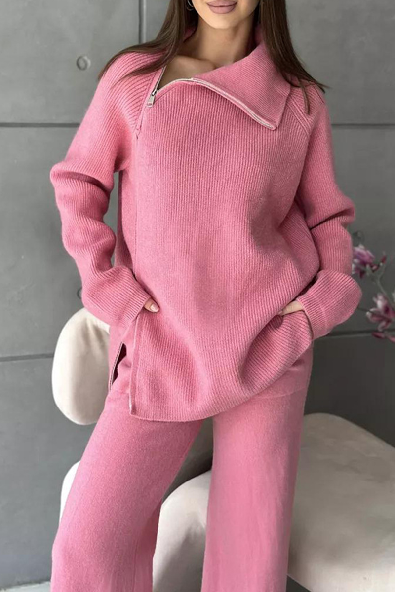 Karla | Casual daily long sleeve two piece suit with zip collar