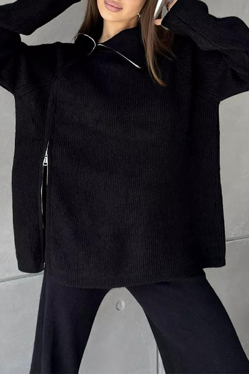 Karla | Casual daily long sleeve two piece suit with zip collar