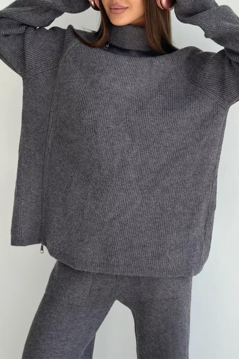 Karla | Casual daily long sleeve two piece suit with zip collar