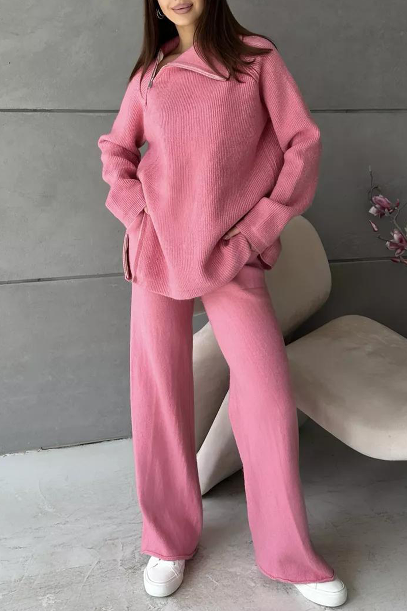 Karla | Casual daily long sleeve two piece suit with zip collar