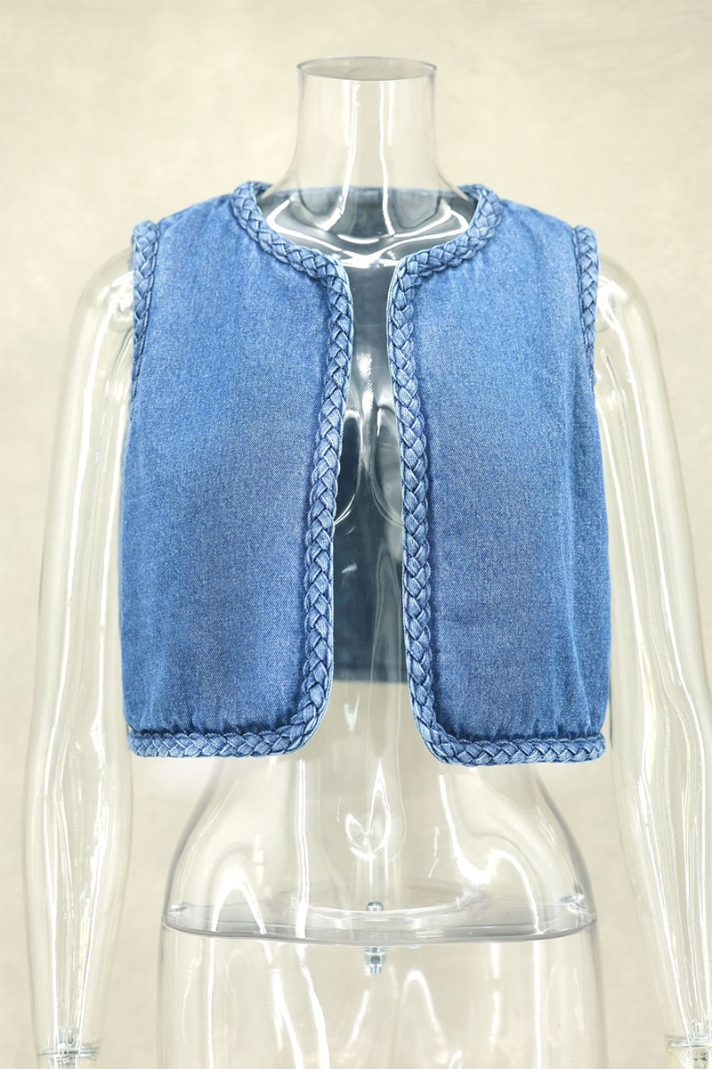 Katarina | Casual plain woven vest with O-neck
