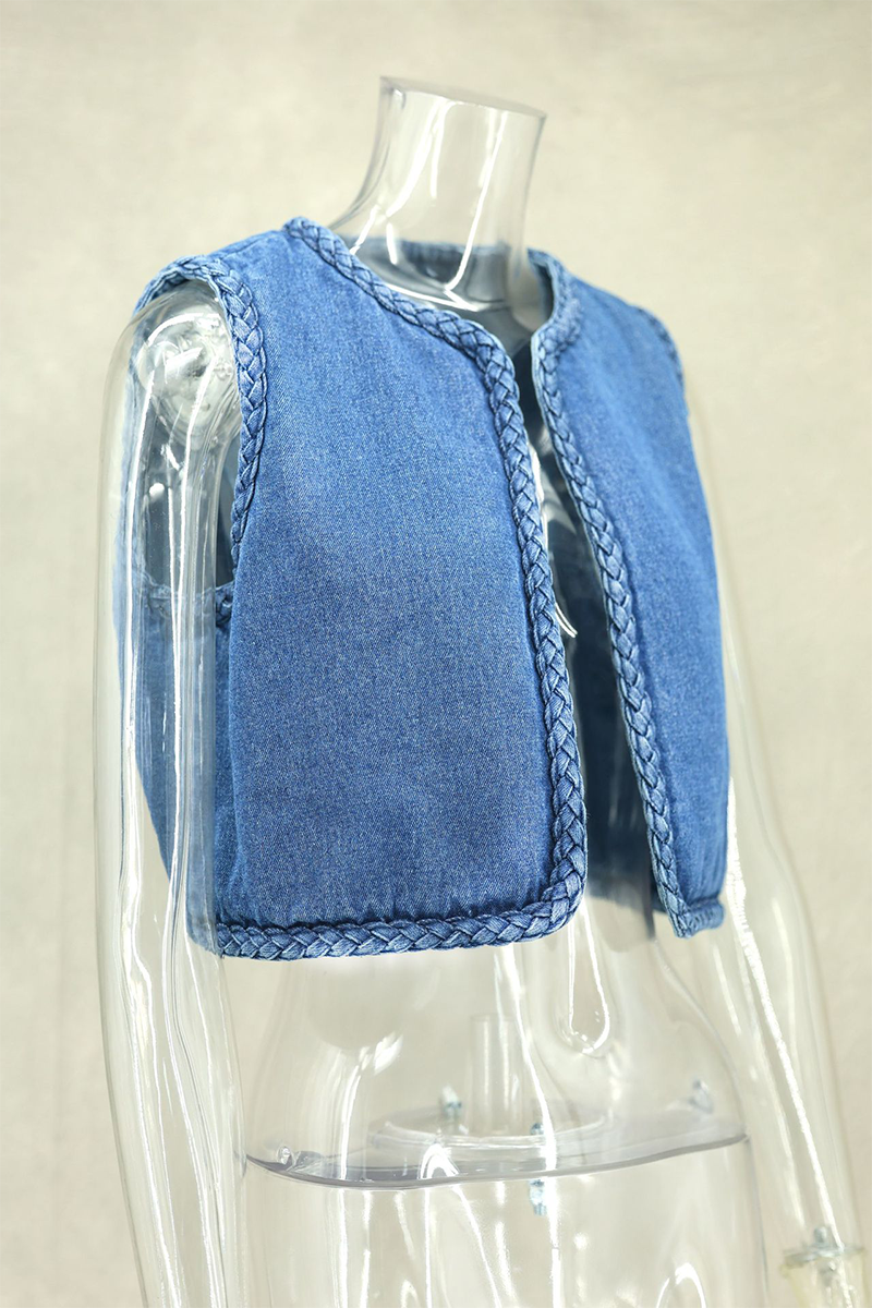 Katarina | Casual plain woven vest with O-neck
