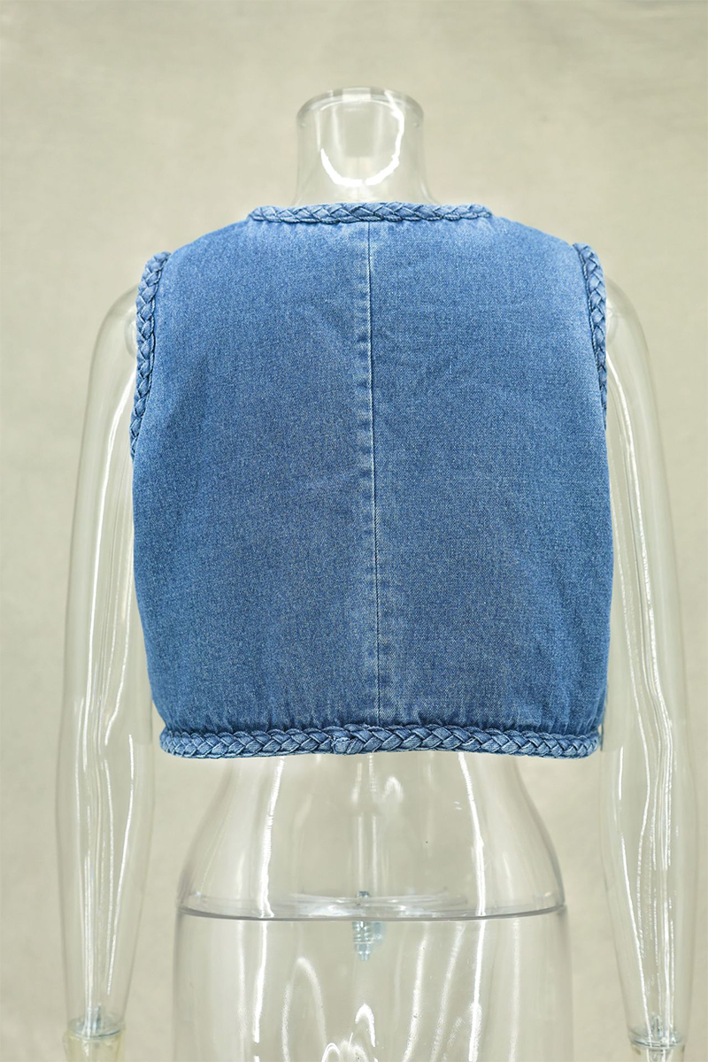 Katarina | Casual plain woven vest with O-neck