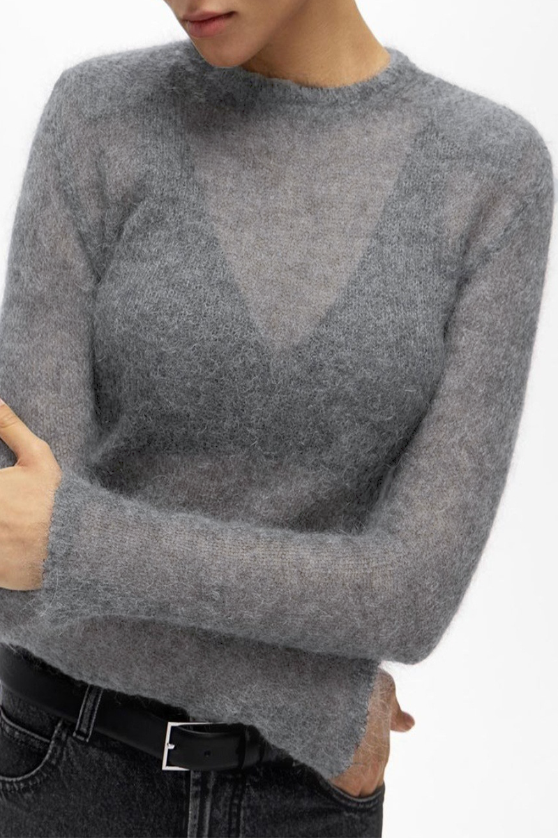 Kitty | Casual solid color sheer O-neck tops