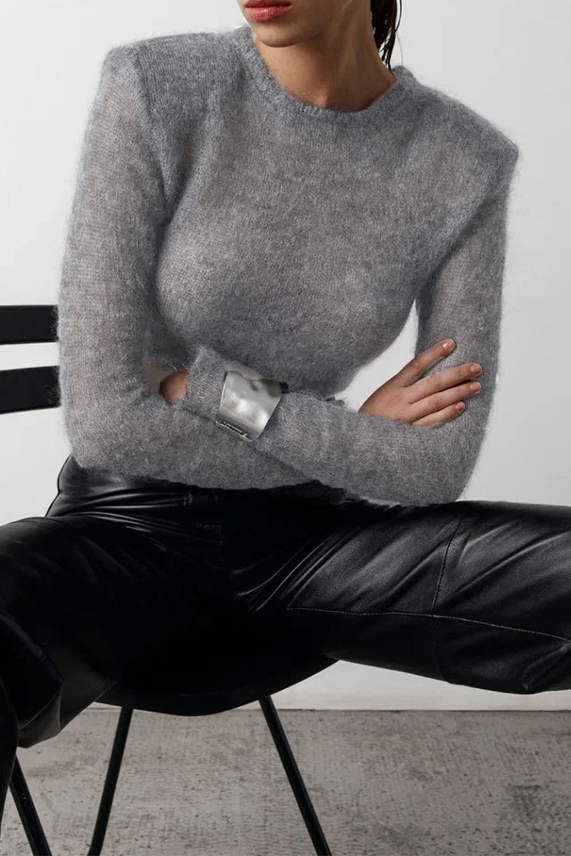 Kitty | Casual solid color sheer O-neck tops