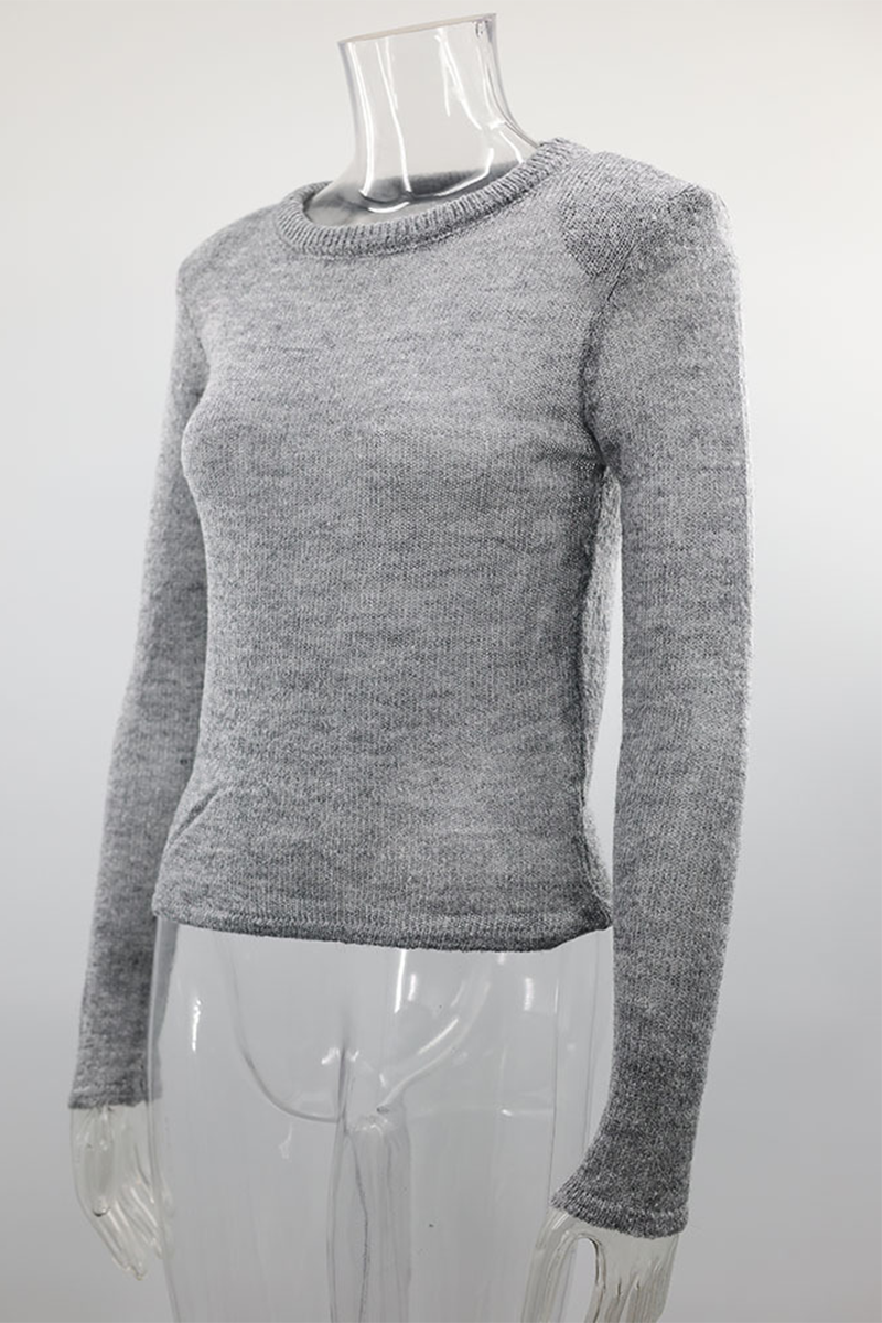 Kitty | Casual solid color sheer O-neck tops