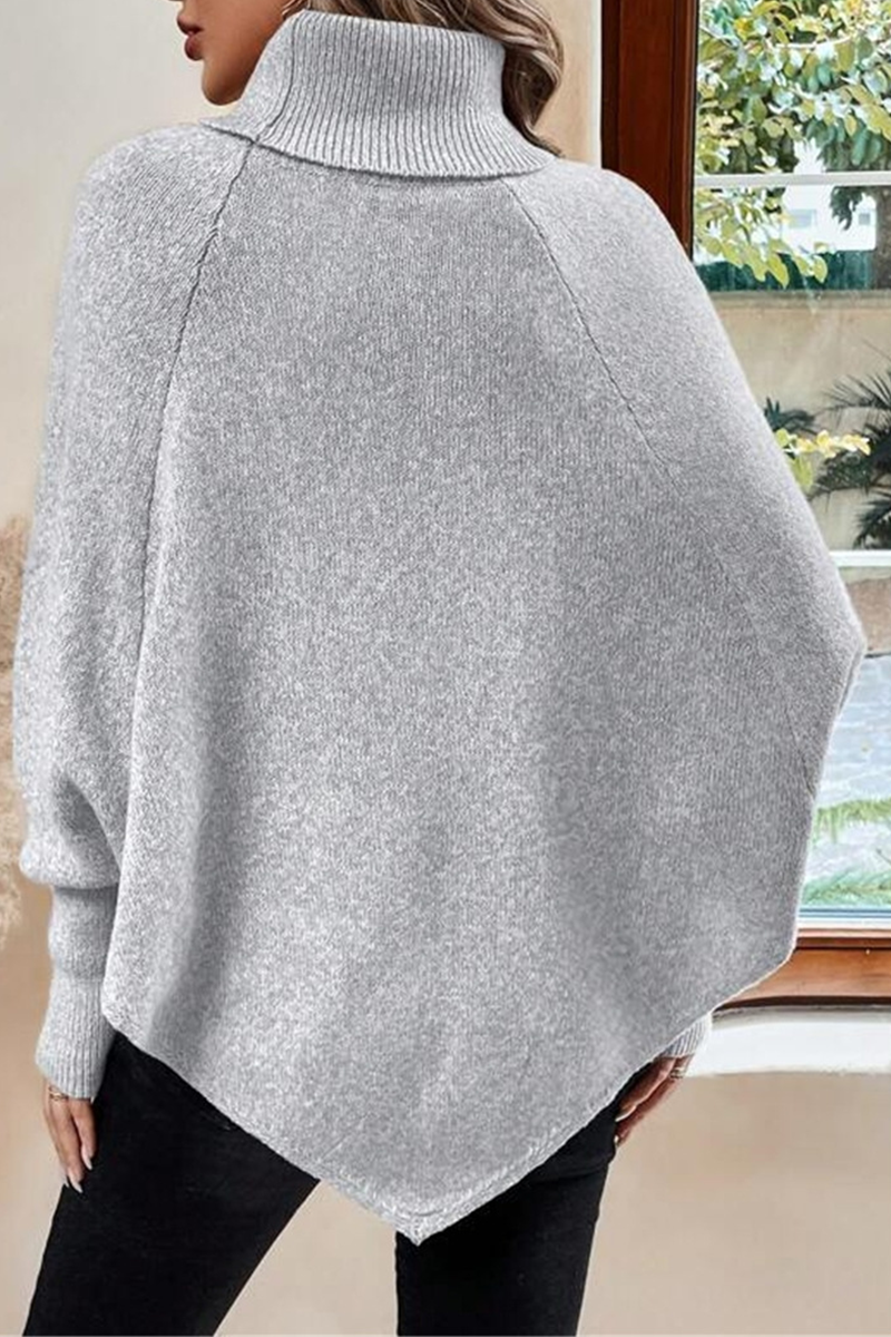 Kyra | Casual turtleneck sweaters with buttons and woven pattern
