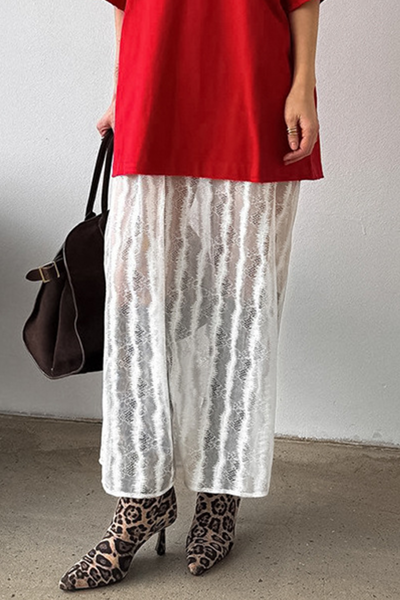 Leila | Sexy hollow-out see-through loose A-type high waist pants